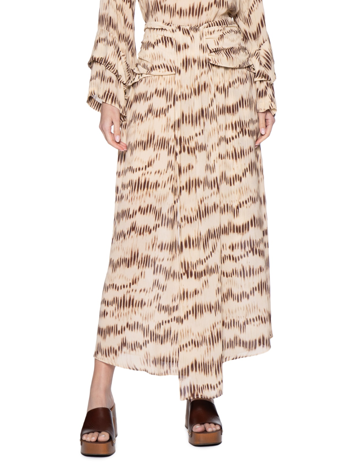 Saia Midi GGT Estampa Echo Bege Maria Filó