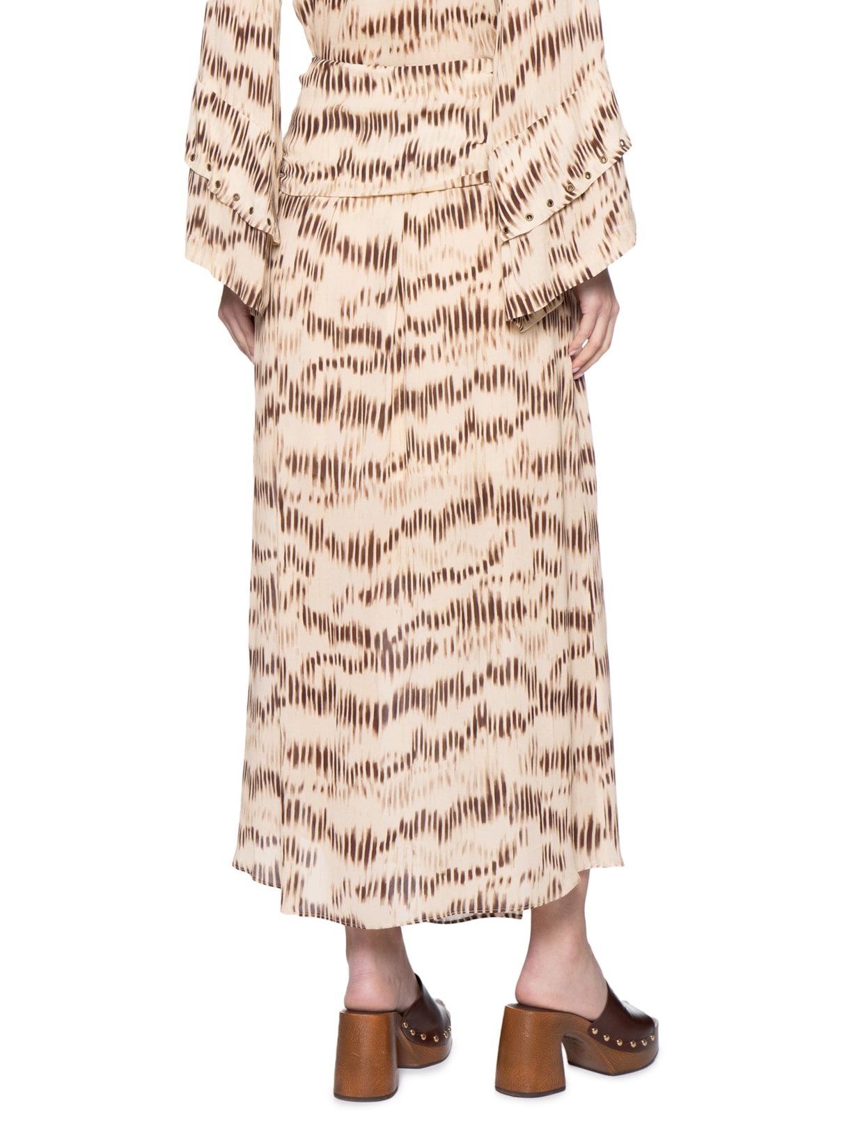 Saia Midi GGT Estampa Echo Bege Maria Filó