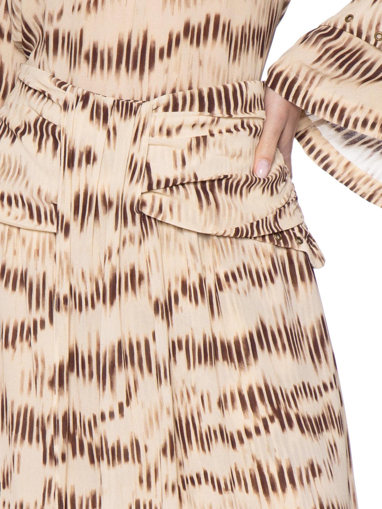 Saia Midi GGT Estampa Echo Bege Maria Filó