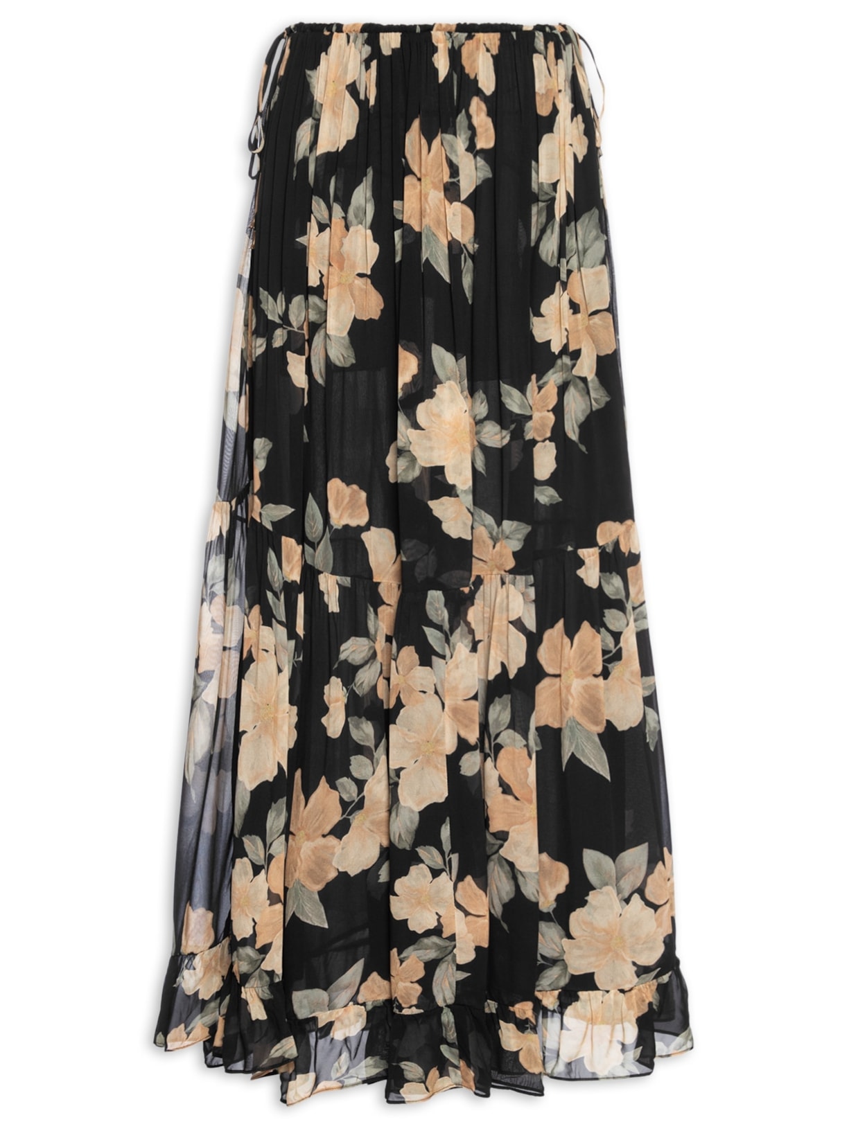 Saia Midi GGT Estampa Sunset - Preto