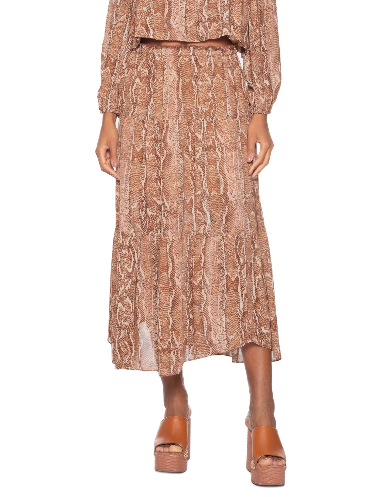 Saia Midi GGT Estampa Suri Rosa Maria Filó