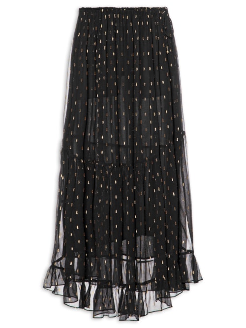 Saia Midi GGT Lurex - Preto
