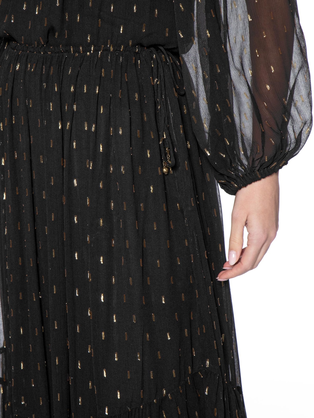 Saia Midi GGT Lurex Preto Maria Filó
