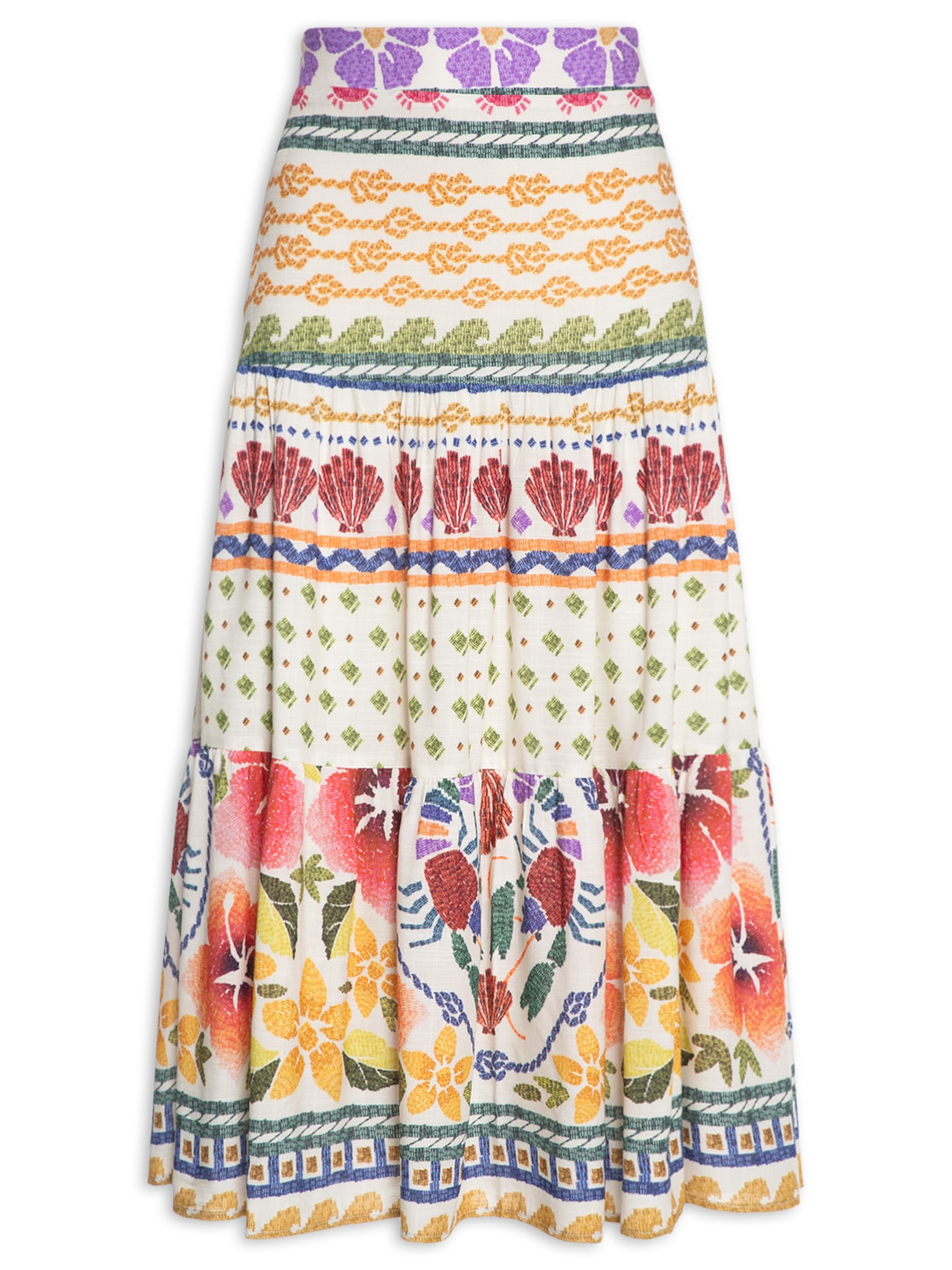 Saia Midi Ilha Do Sal - Off White