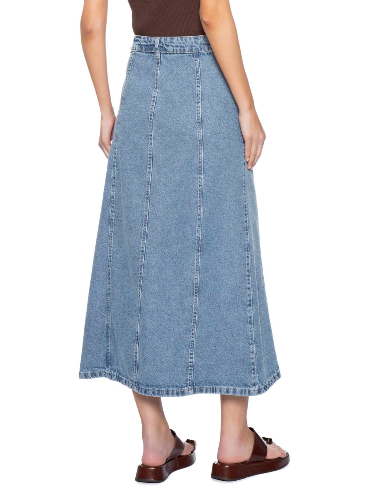 Saia Midi Jeans Azul Basiq