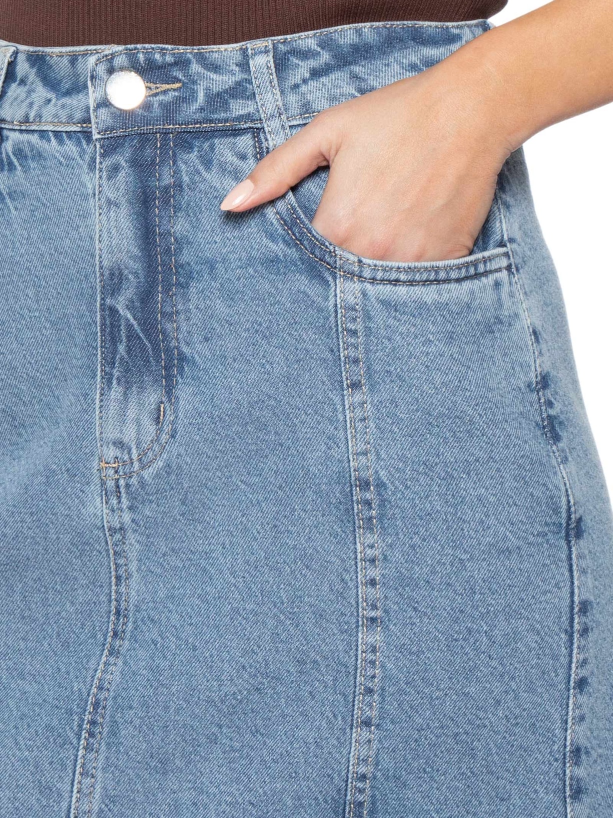 Saia Midi Jeans Azul Basiq
