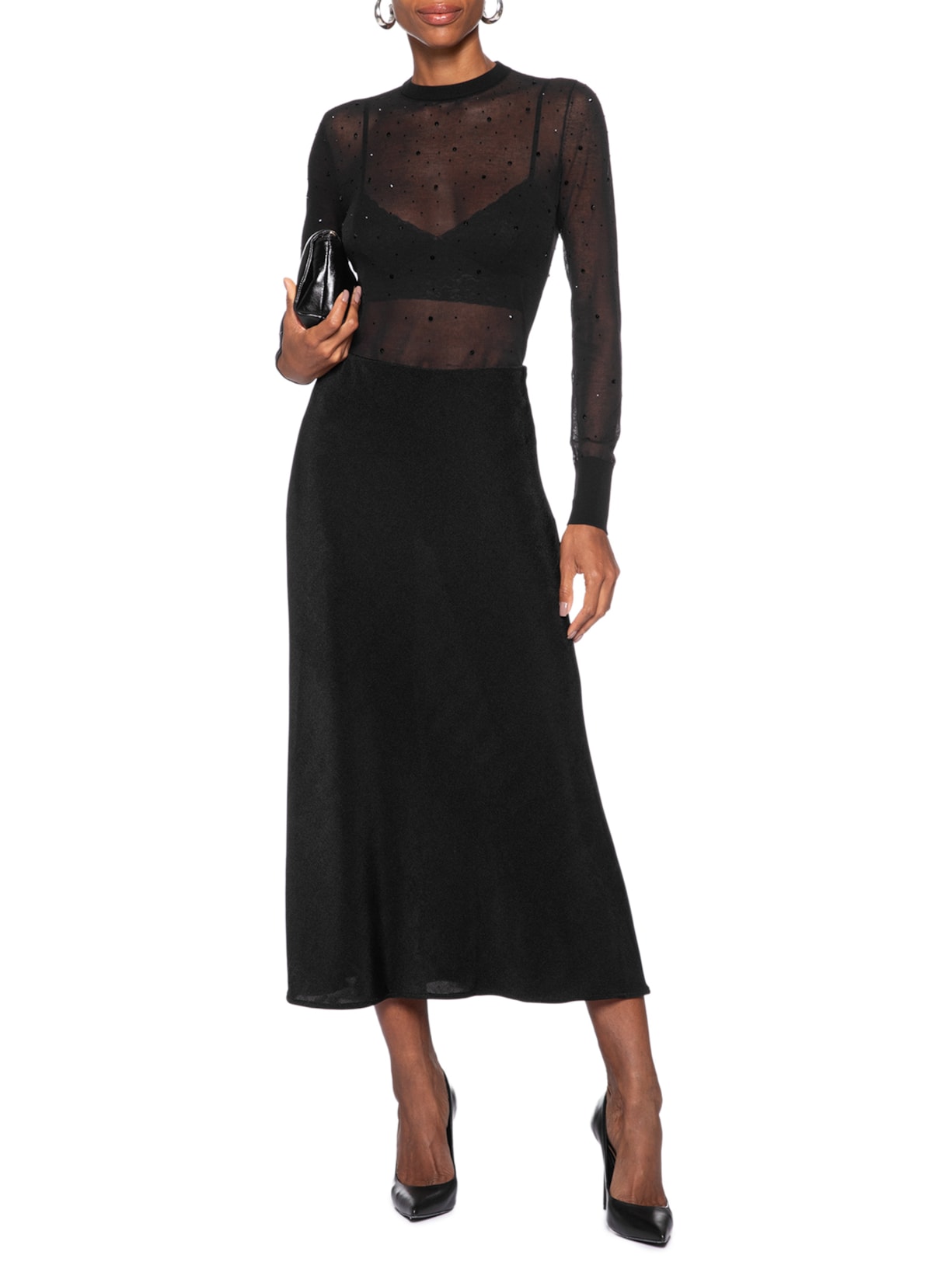 Saia Midi Jersey Preto Animale