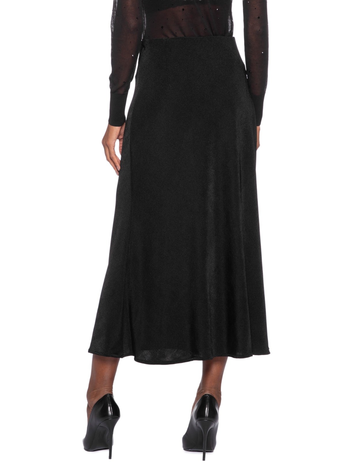 Saia Midi Jersey Preto Animale