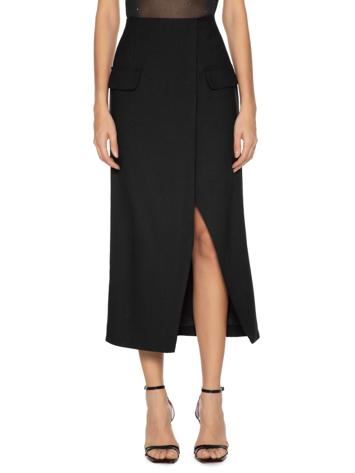 Saia Midi Lais Preto Twenty Four Seven