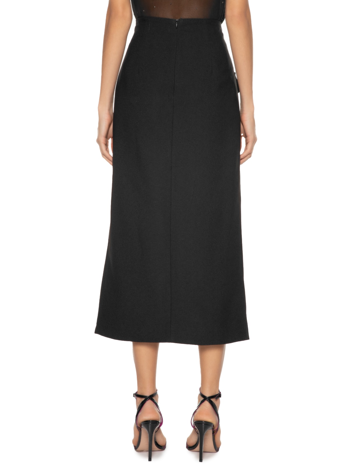 Saia Midi Lais Preto Twenty Four Seven