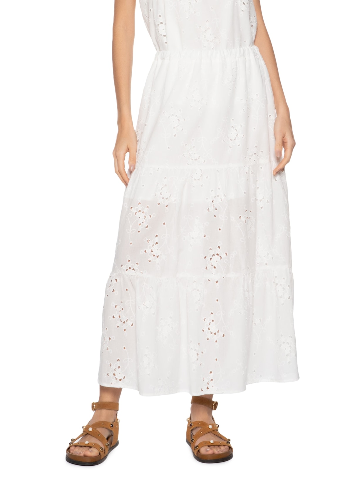 Saia Midi Laise Branco Maria Filó