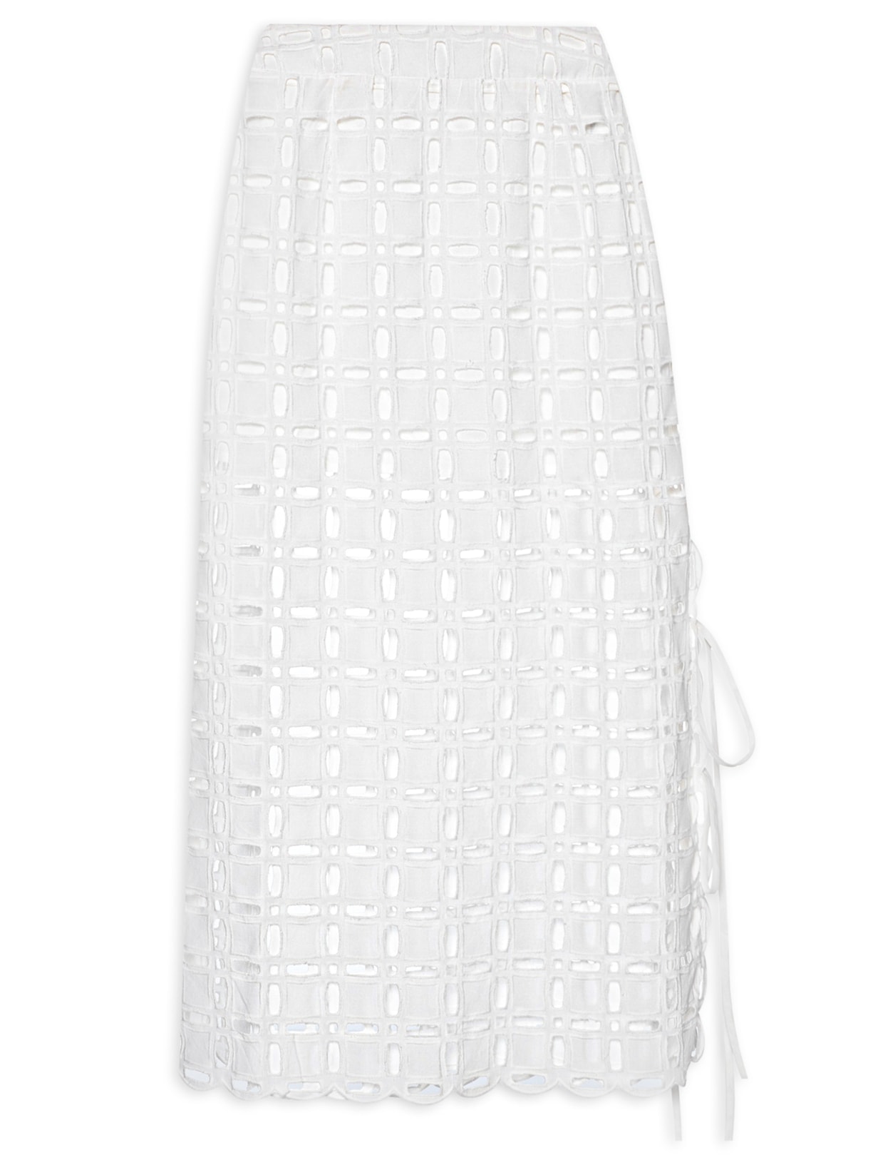 Saia Midi Laise E Amarração Lateral - Branco
