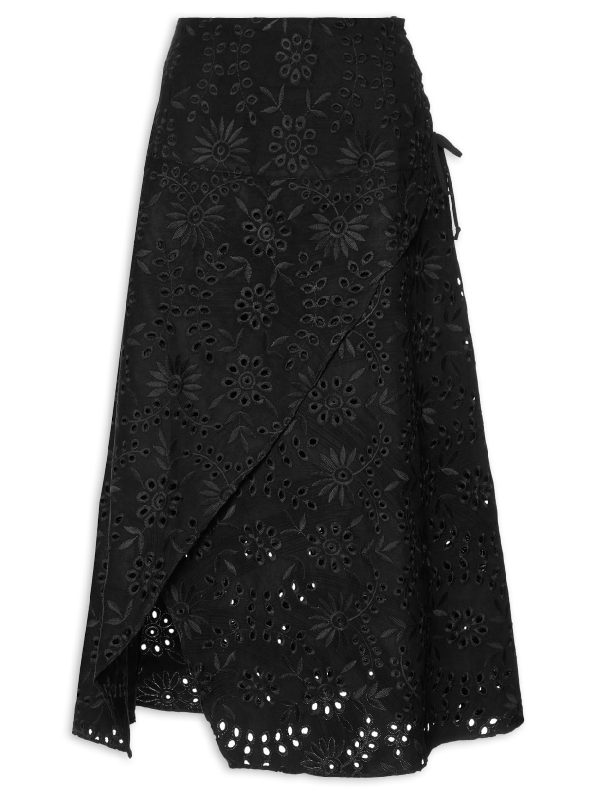 Saia Midi Laise Transpassada - Preto