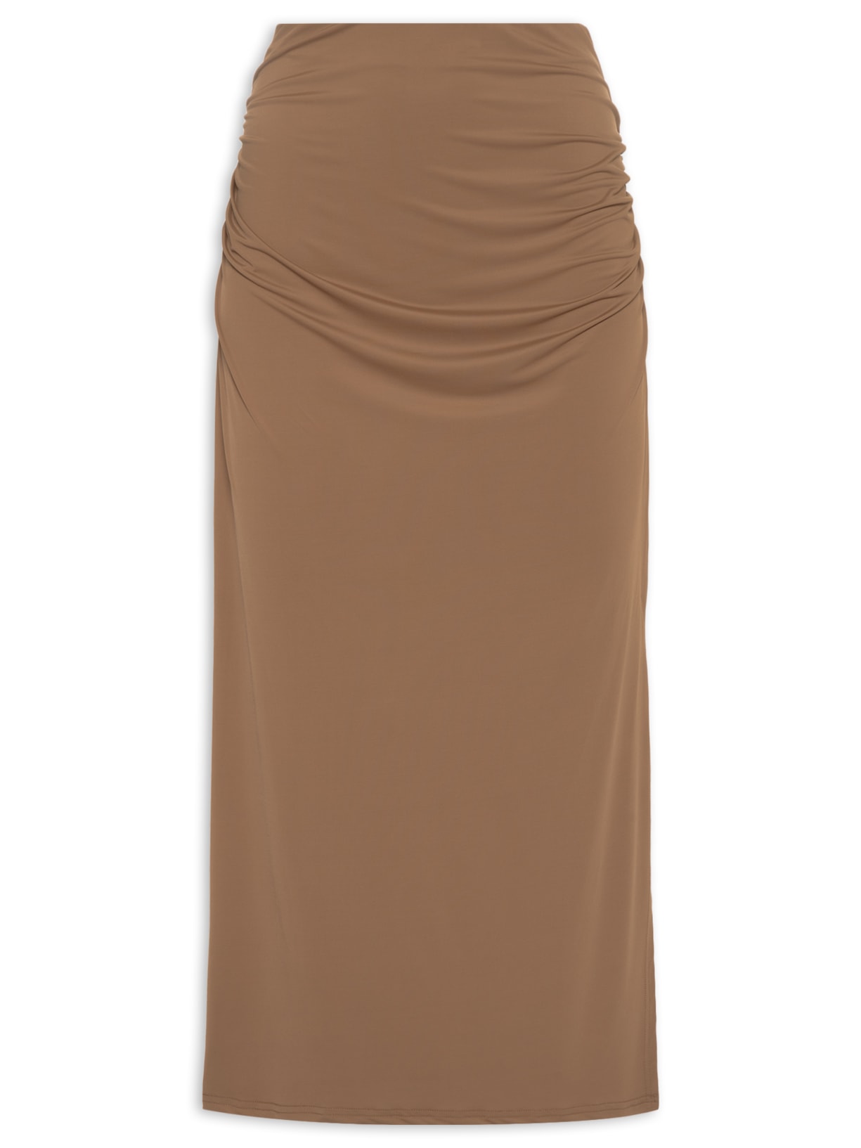 Saia Midi Lateral Drapeada Marrom Market 33