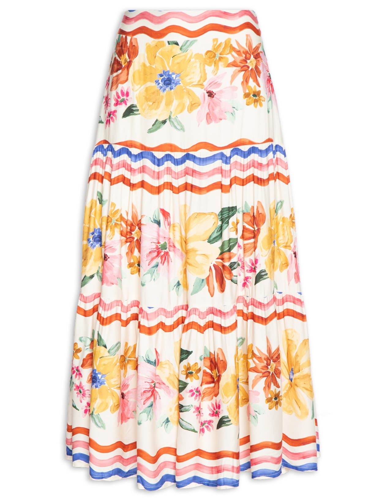 Saia Midi Lenço Floraline - Rosa