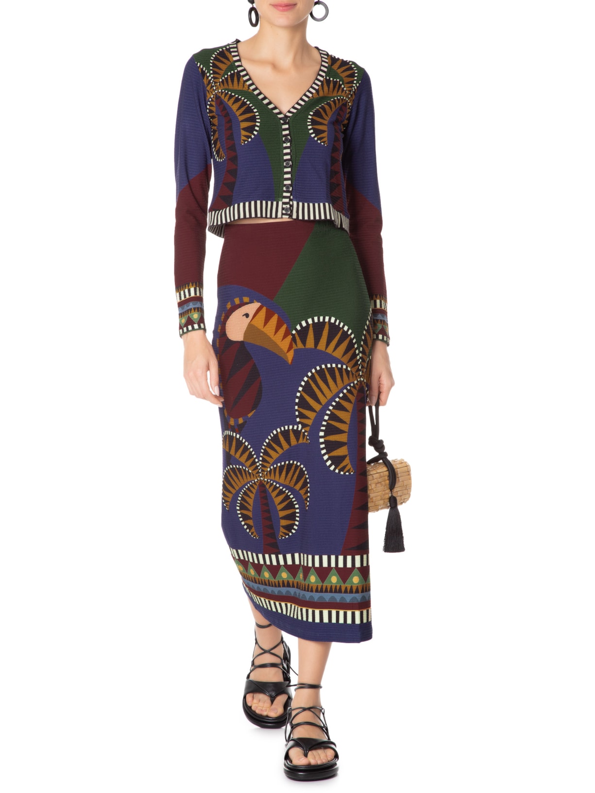 Saia Midi Lenço Real Azul Farm