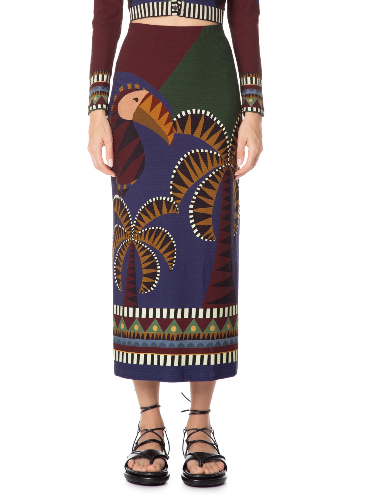 Saia Midi Lenço Real Azul Farm