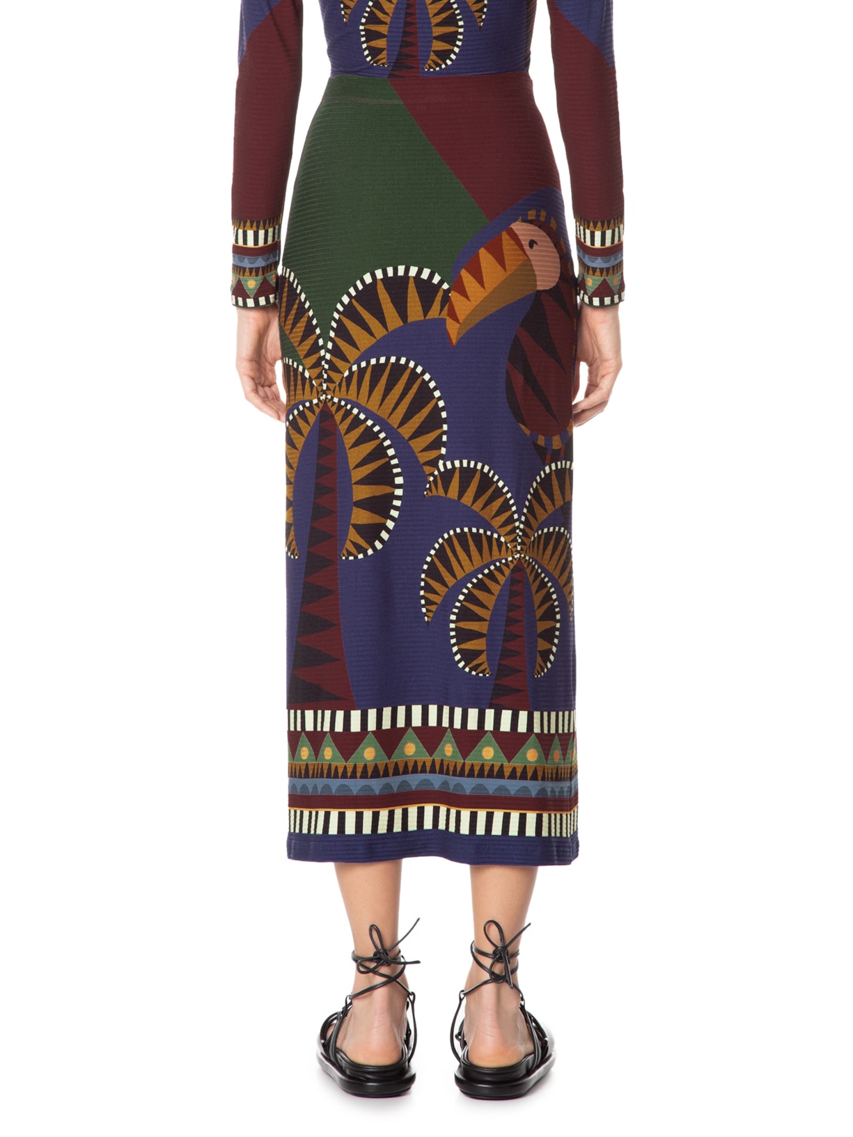 Saia Midi Lenço Real Azul Farm