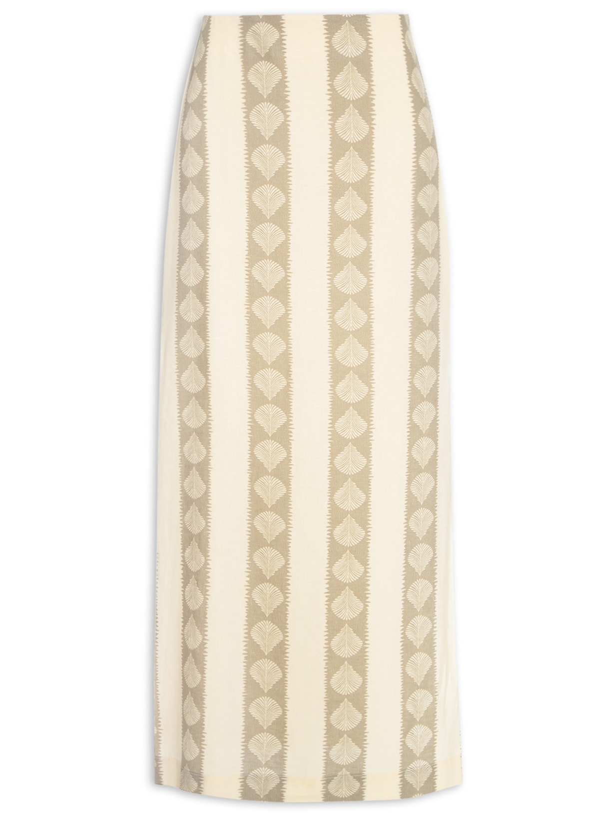 Saia Midi Linho Estampa Atins - Bege