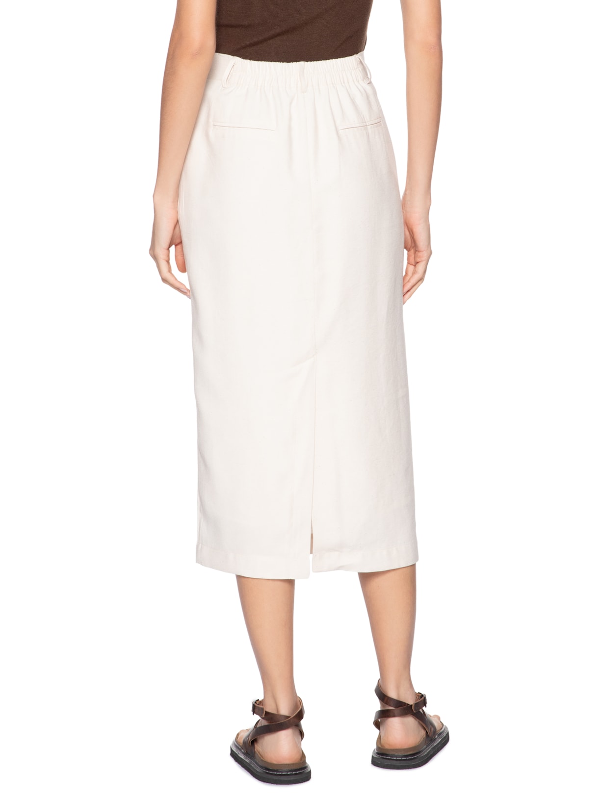 Saia Midi Linho Off White Basiq