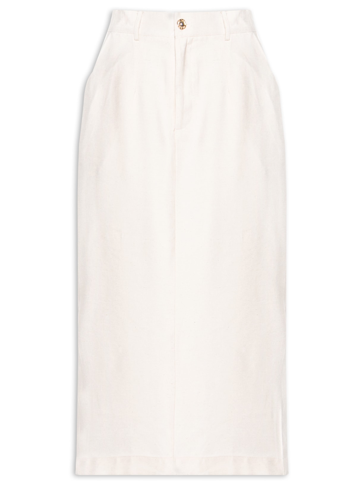 Saia Midi Linho Off White Basiq