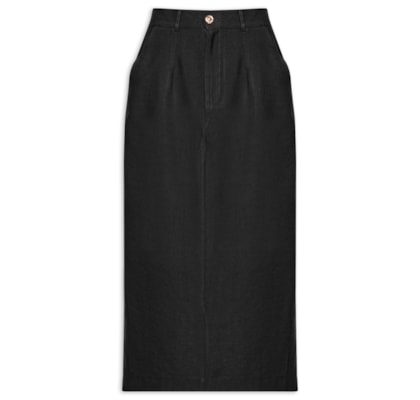 Saia Midi Linho - Preto