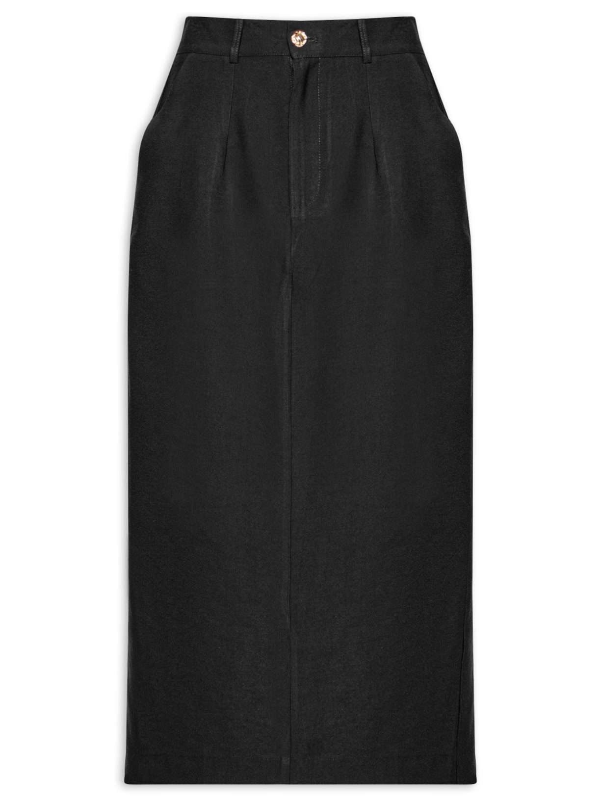 Saia Midi Linho - Preto