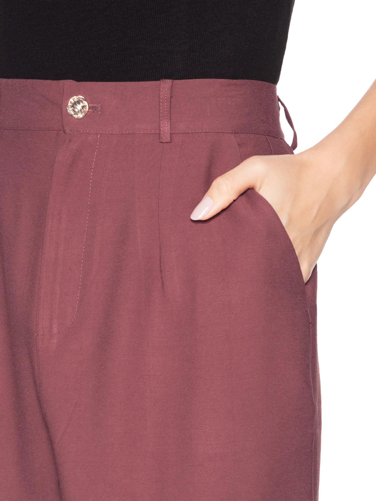 Saia Midi Linho Vermelho Basiq