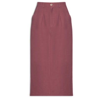 Saia Midi Linho - Vermelho
