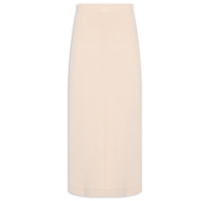 Saia Midi Malha Crepe - Bege