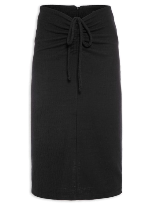 Saia Midi Malha Linho - Preto