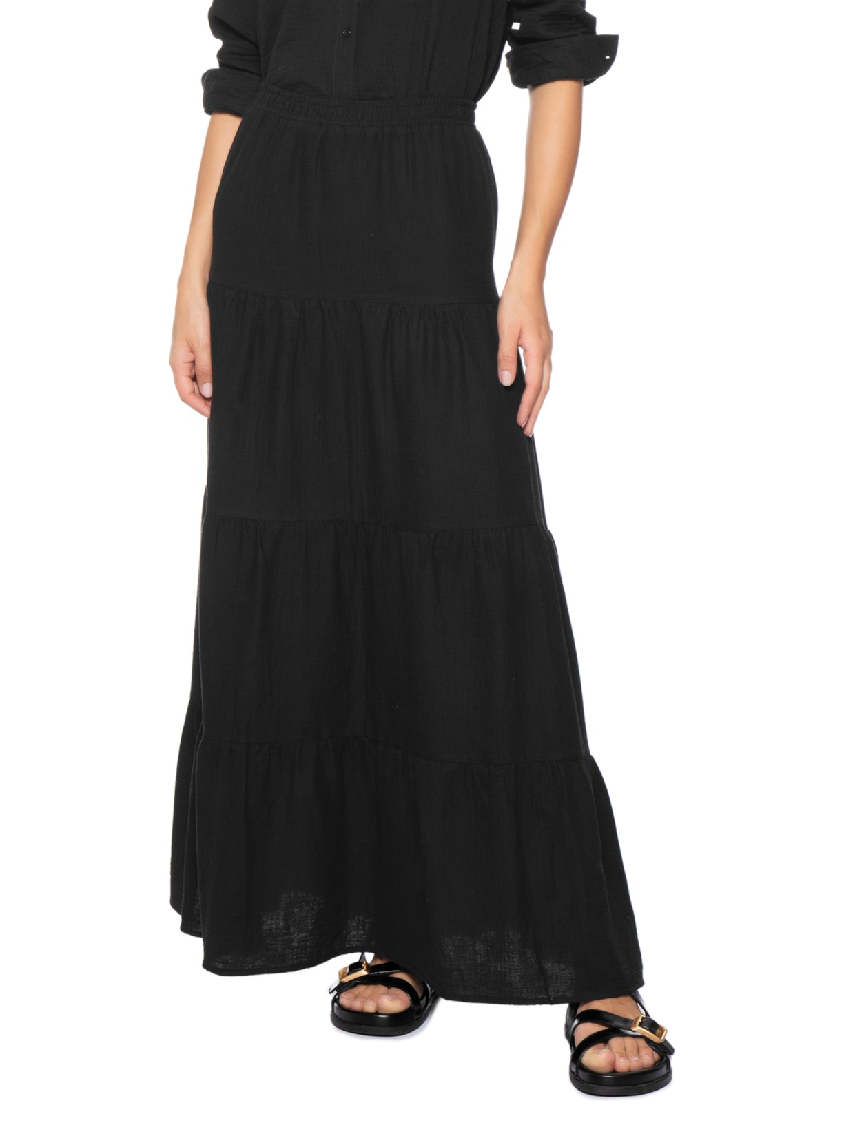Saia Midi Marias Preto Basiq