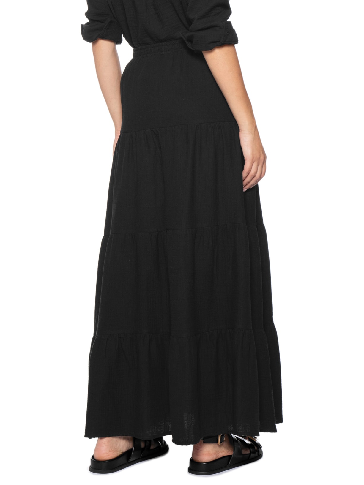 Saia Midi Marias Preto Basiq