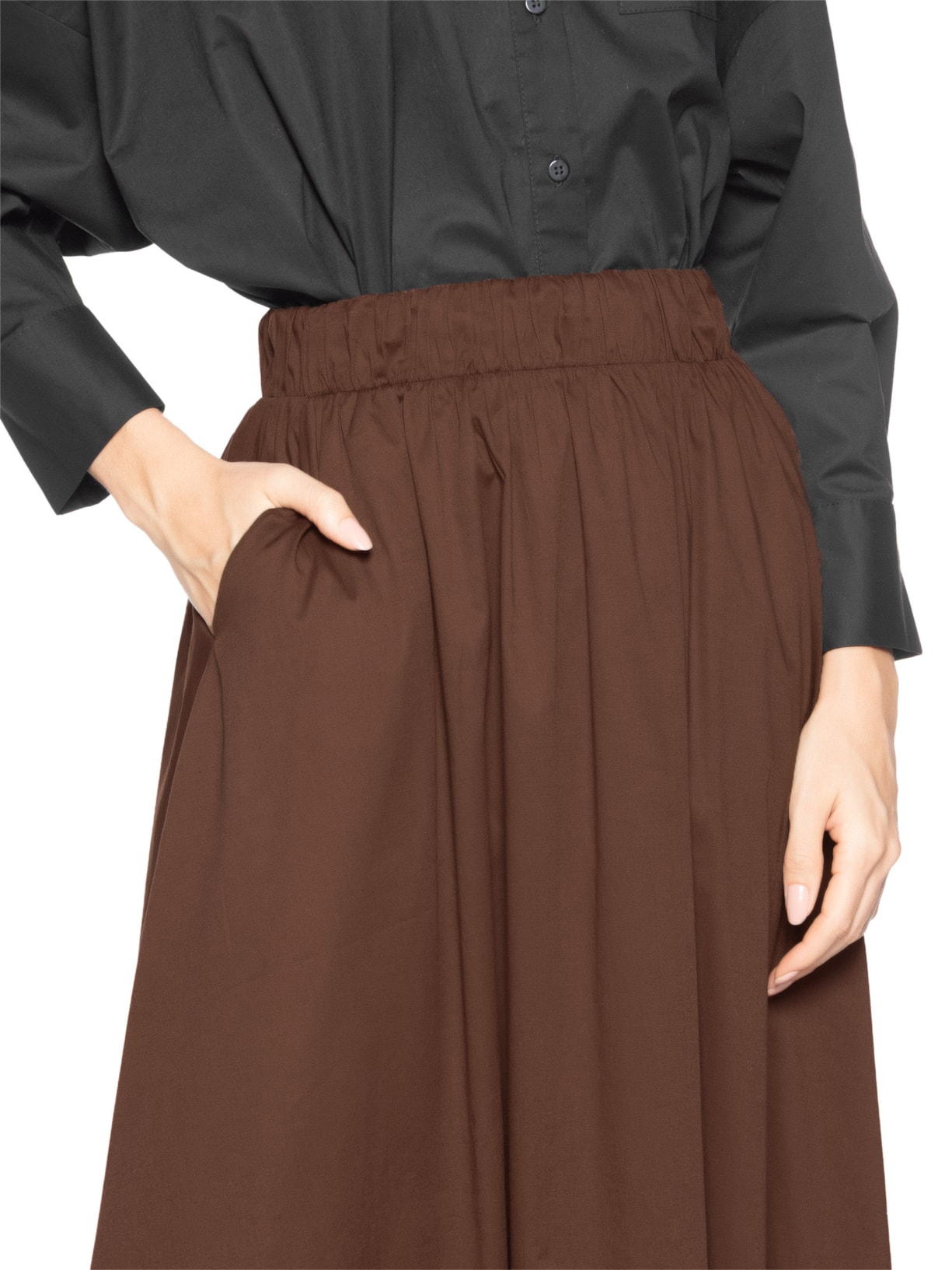 Saia Midi Maxi Godê Marrom '2Essential