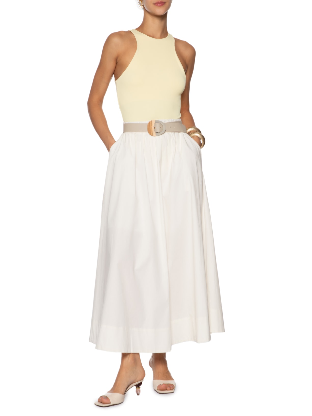 Saia Midi Maxi Godê Off White '2Essential