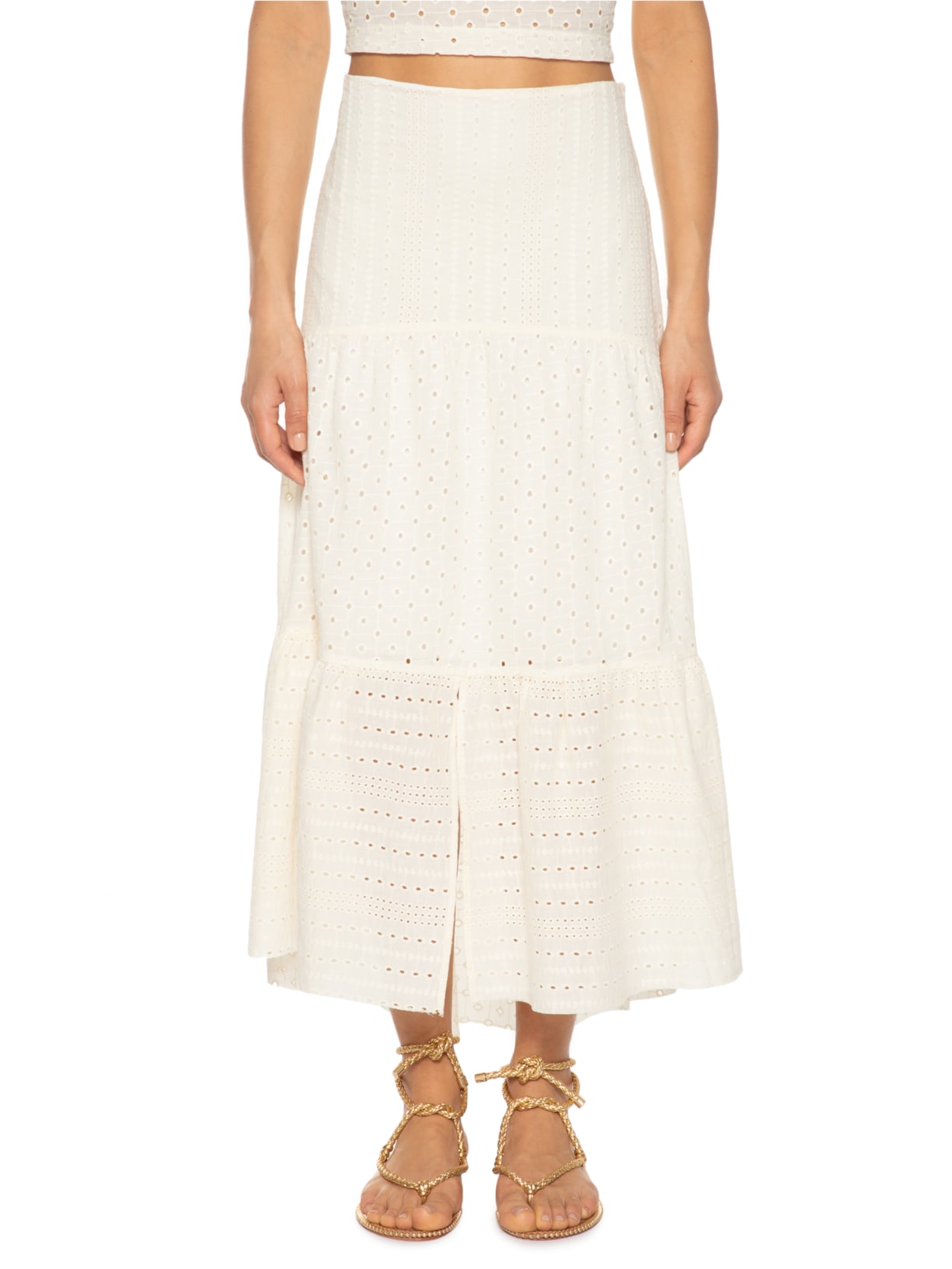 Saia Midi Mix Laise Off White Maria Filó