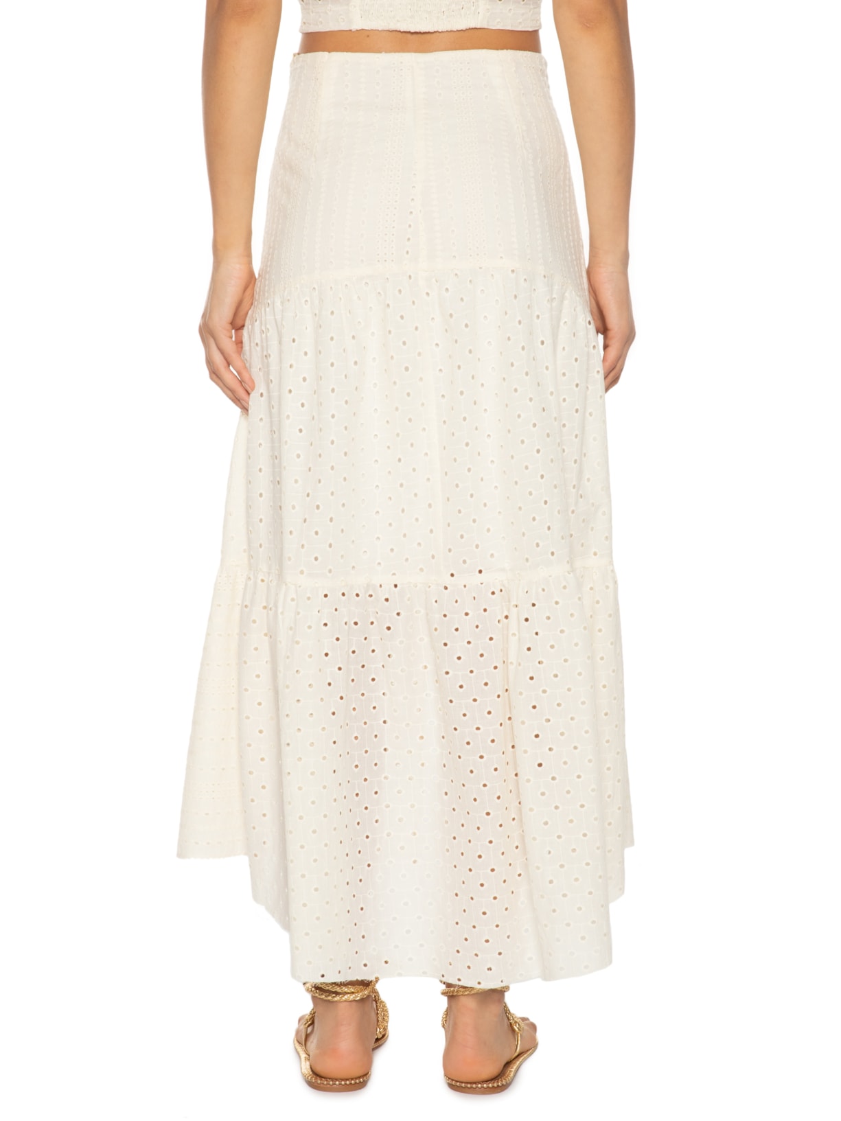 Saia Midi Mix Laise Off White Maria Filó