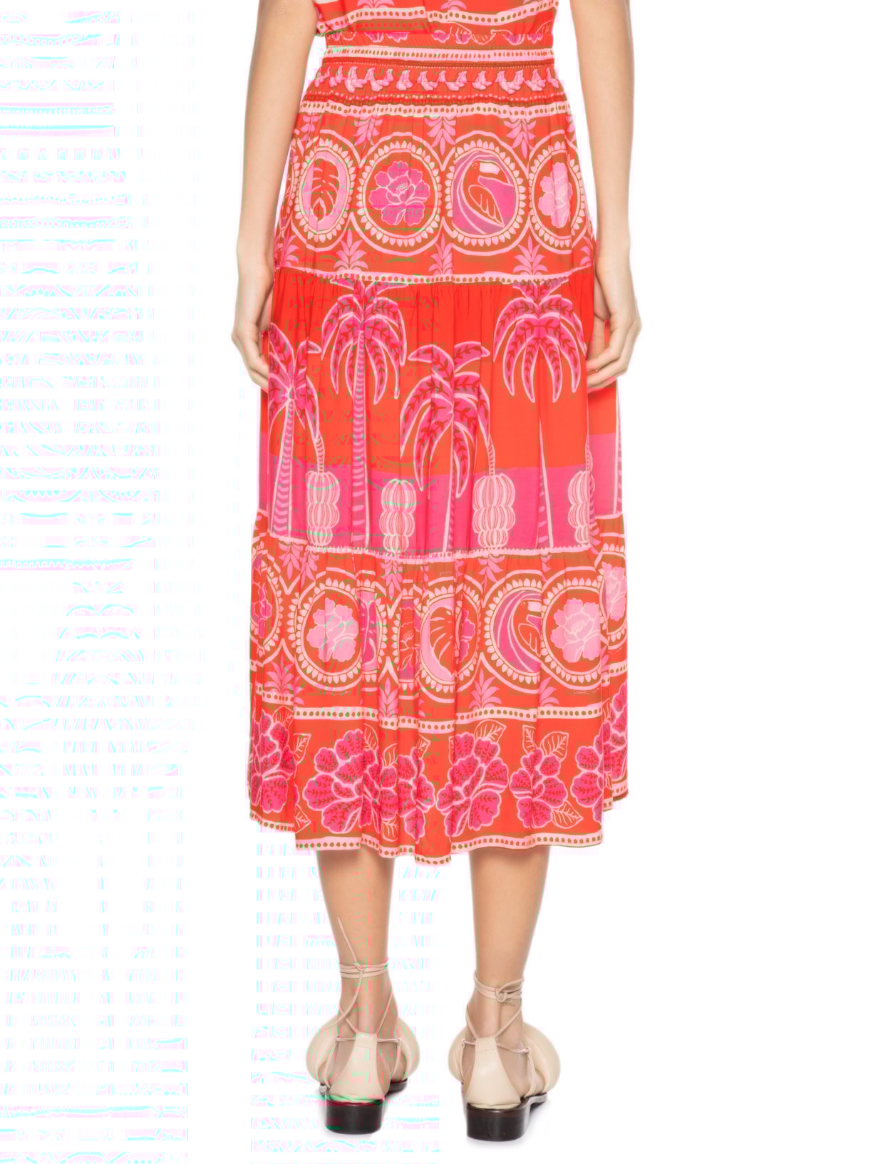 Saia Midi Nascer De Verão Vermelho Farm