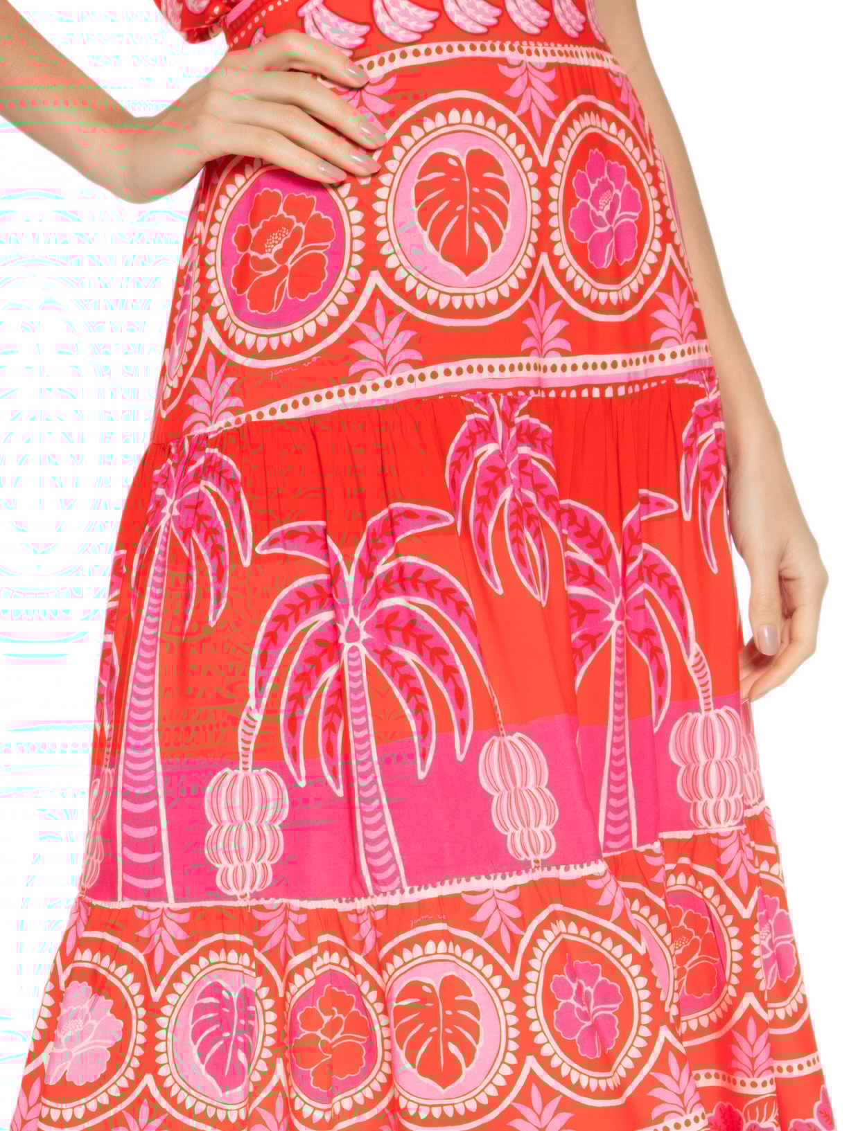 Saia Midi Nascer De Verão Vermelho Farm