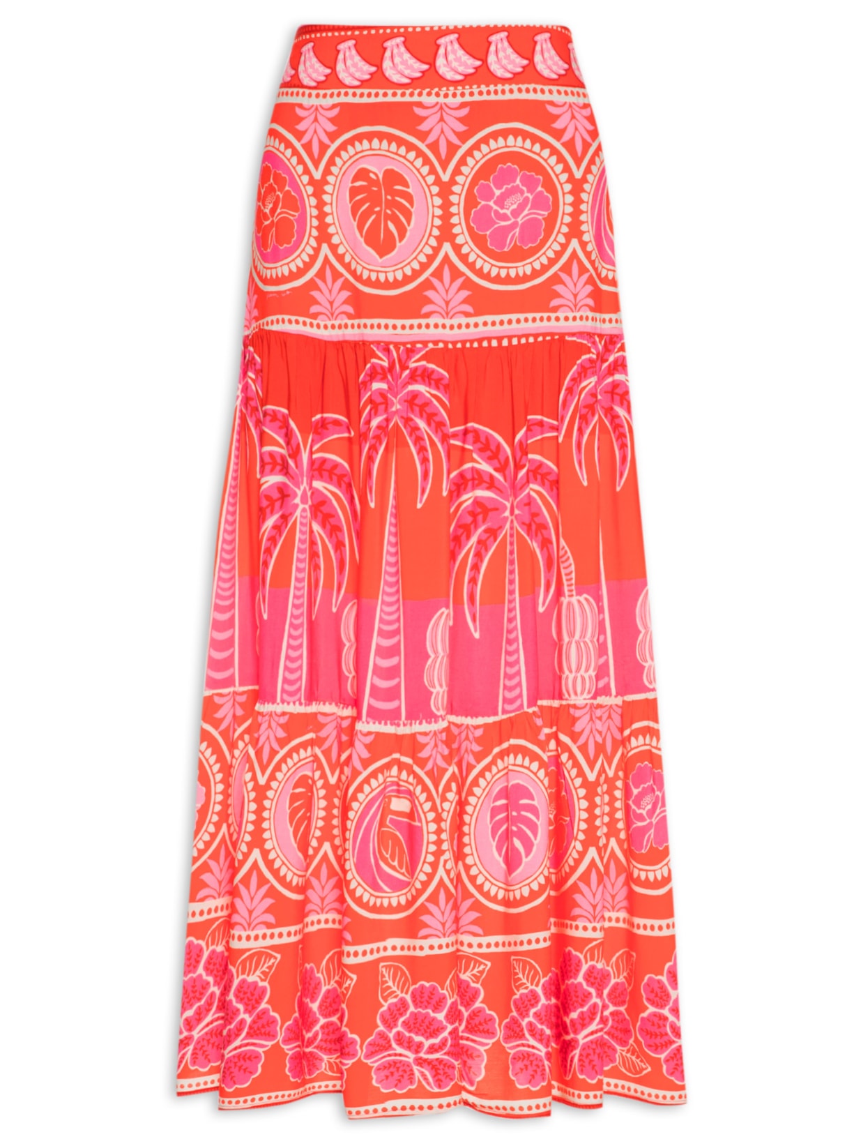 Saia Midi Nascer De Verão Vermelho Farm