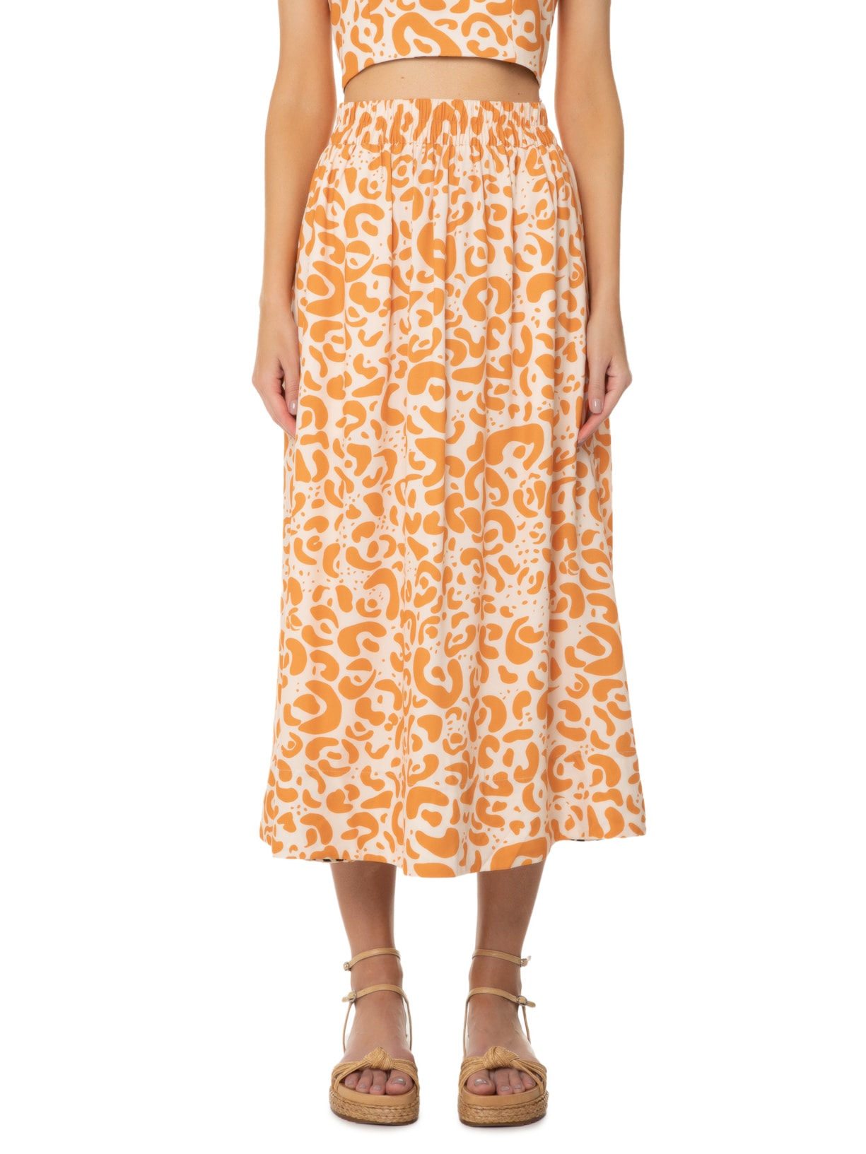 Saia Midi Onça Lido Animal Print Animale