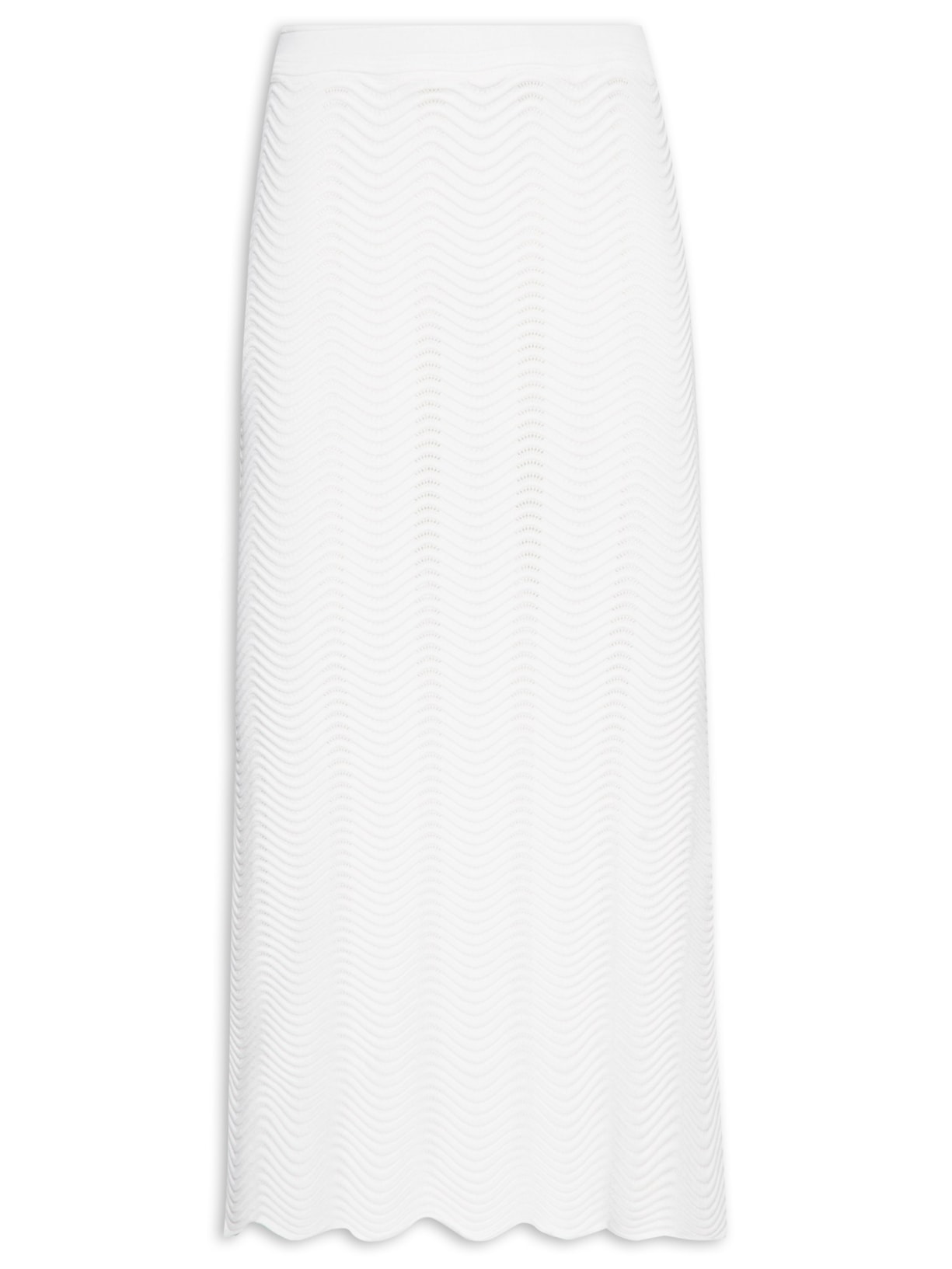 Saia Midi Ondas Tricot - Branco