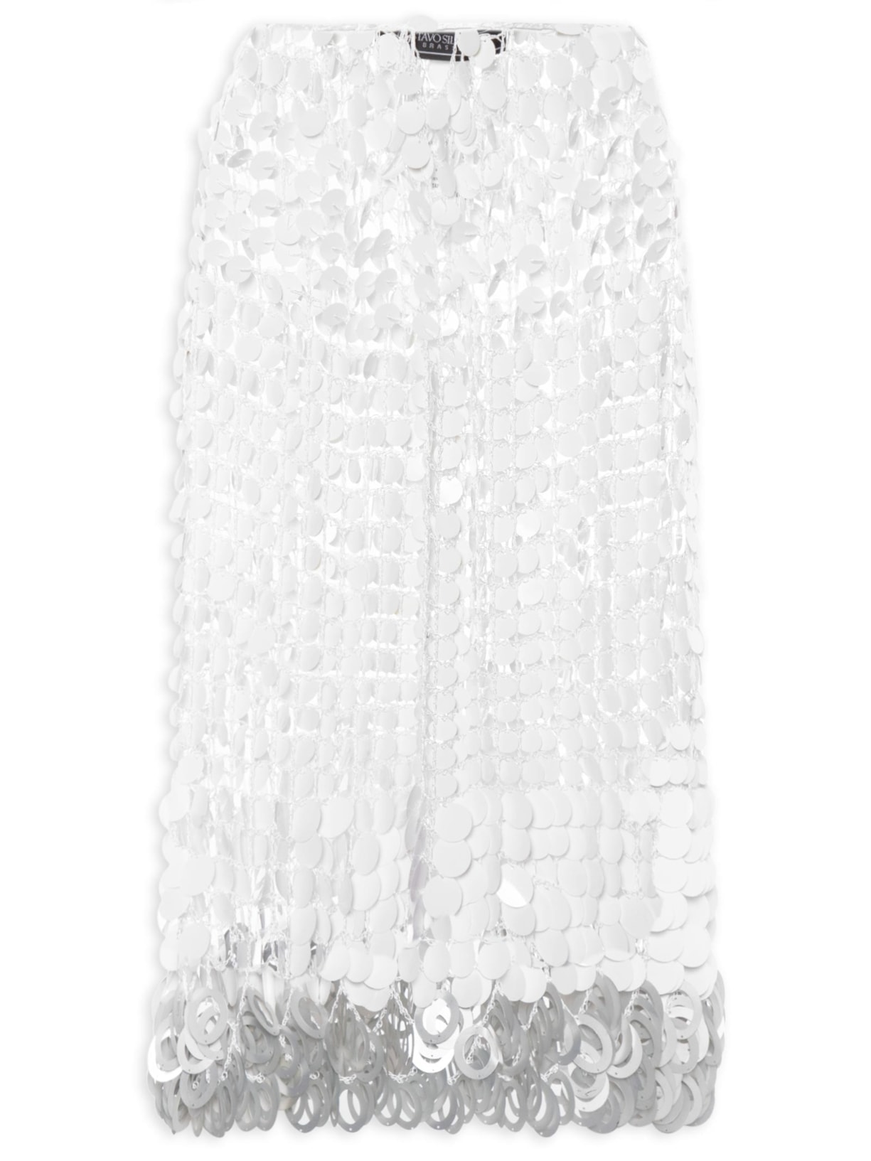 Saia Midi Paetês - Branco