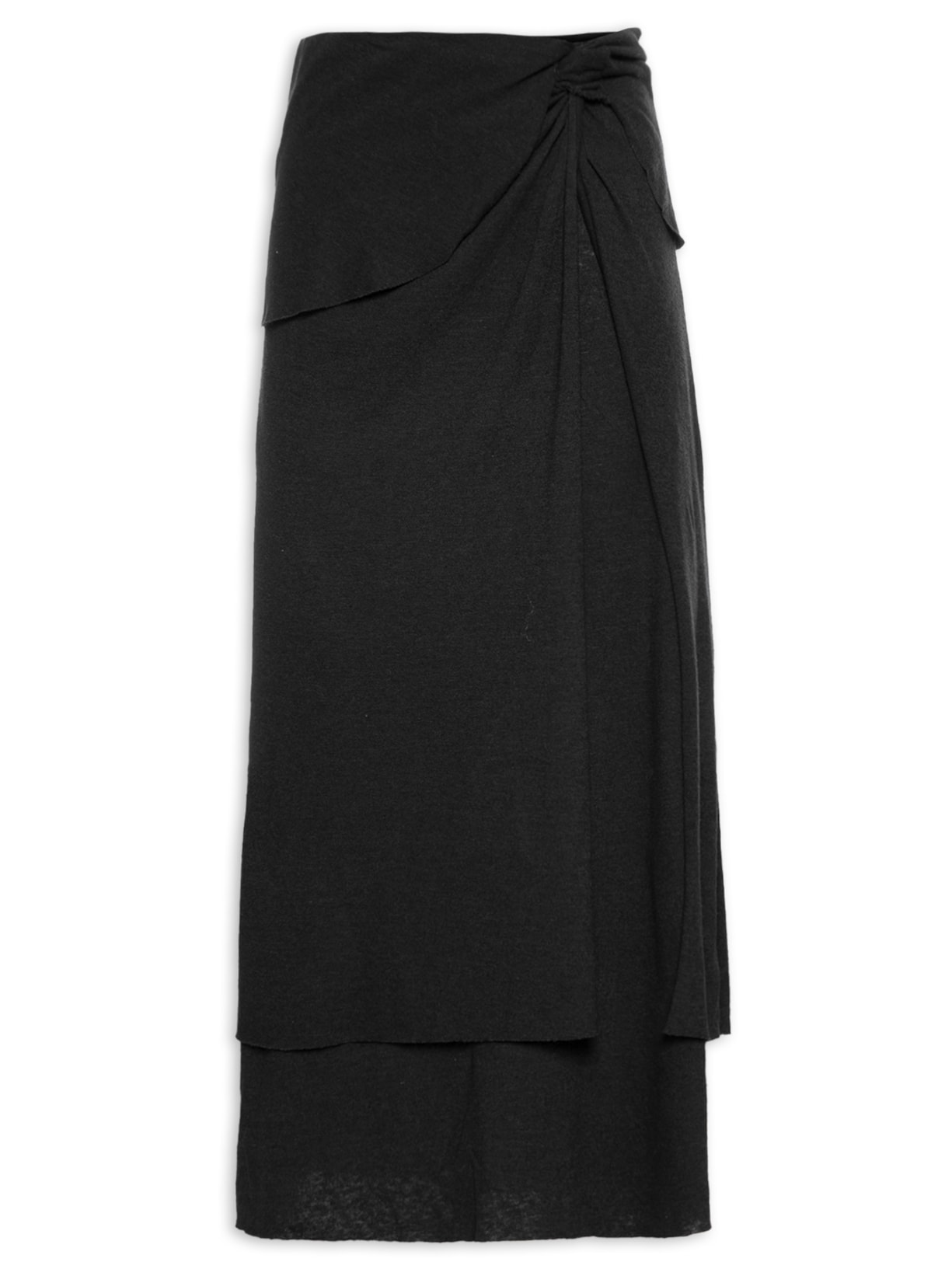 Saia Midi Pala Com Nó Lateral - Preto