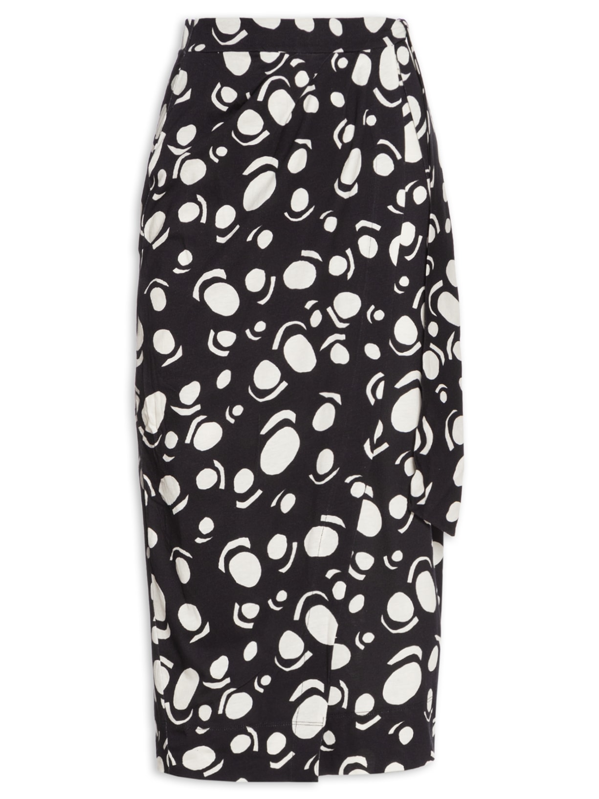 Saia Midi Pareo Bicolor - Preto