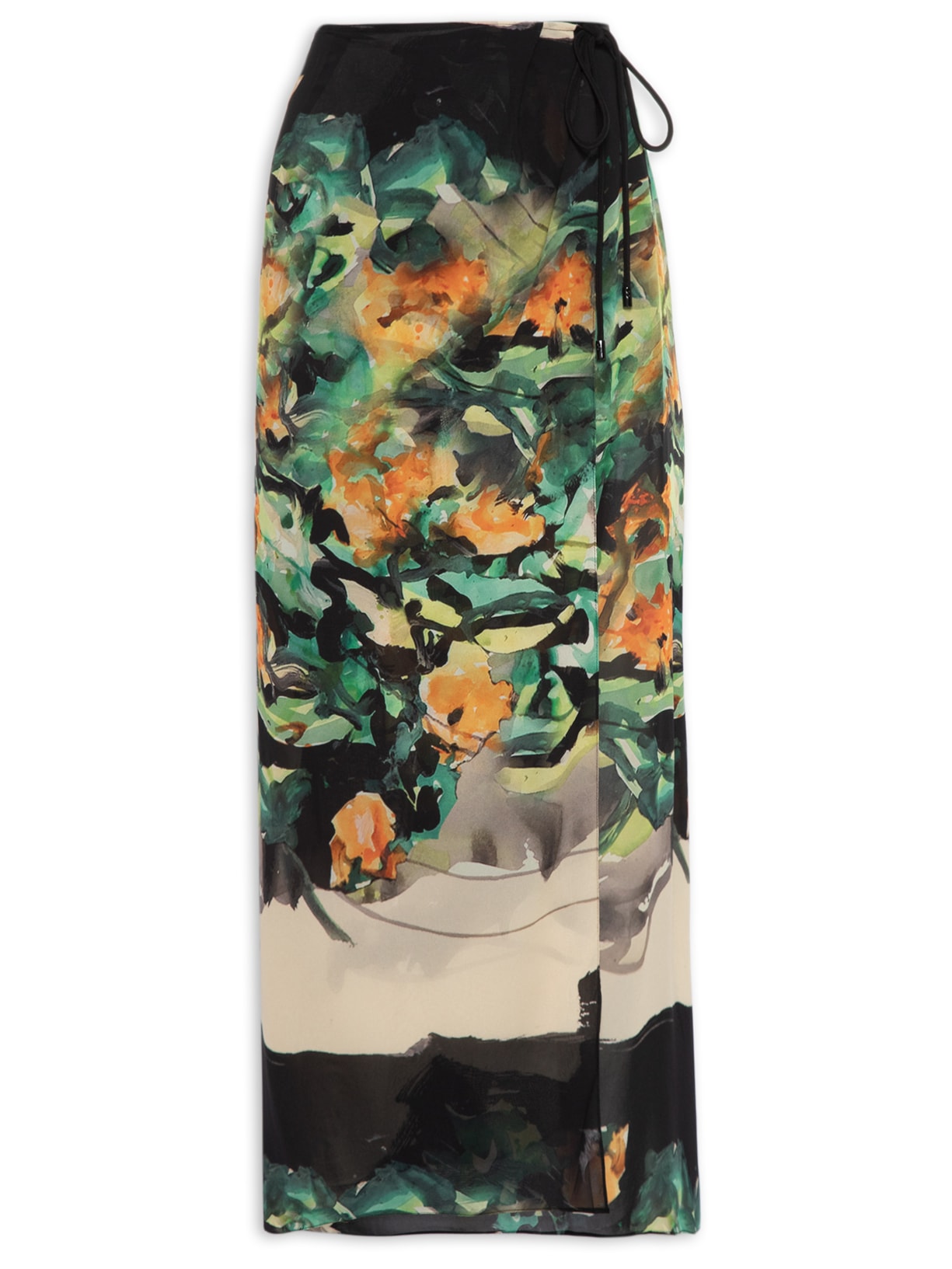 Saia Midi Pareô Floral Maki Verde Animale