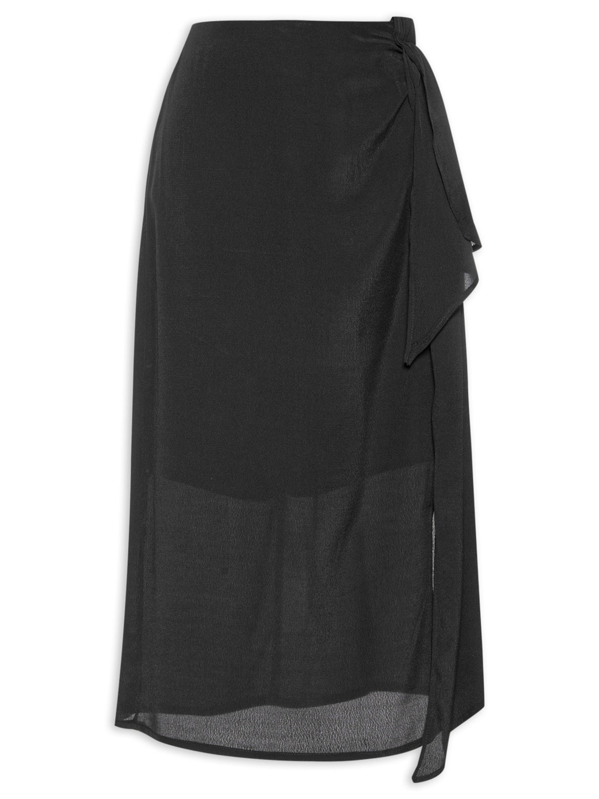 Saia Midi Pregas - Preto