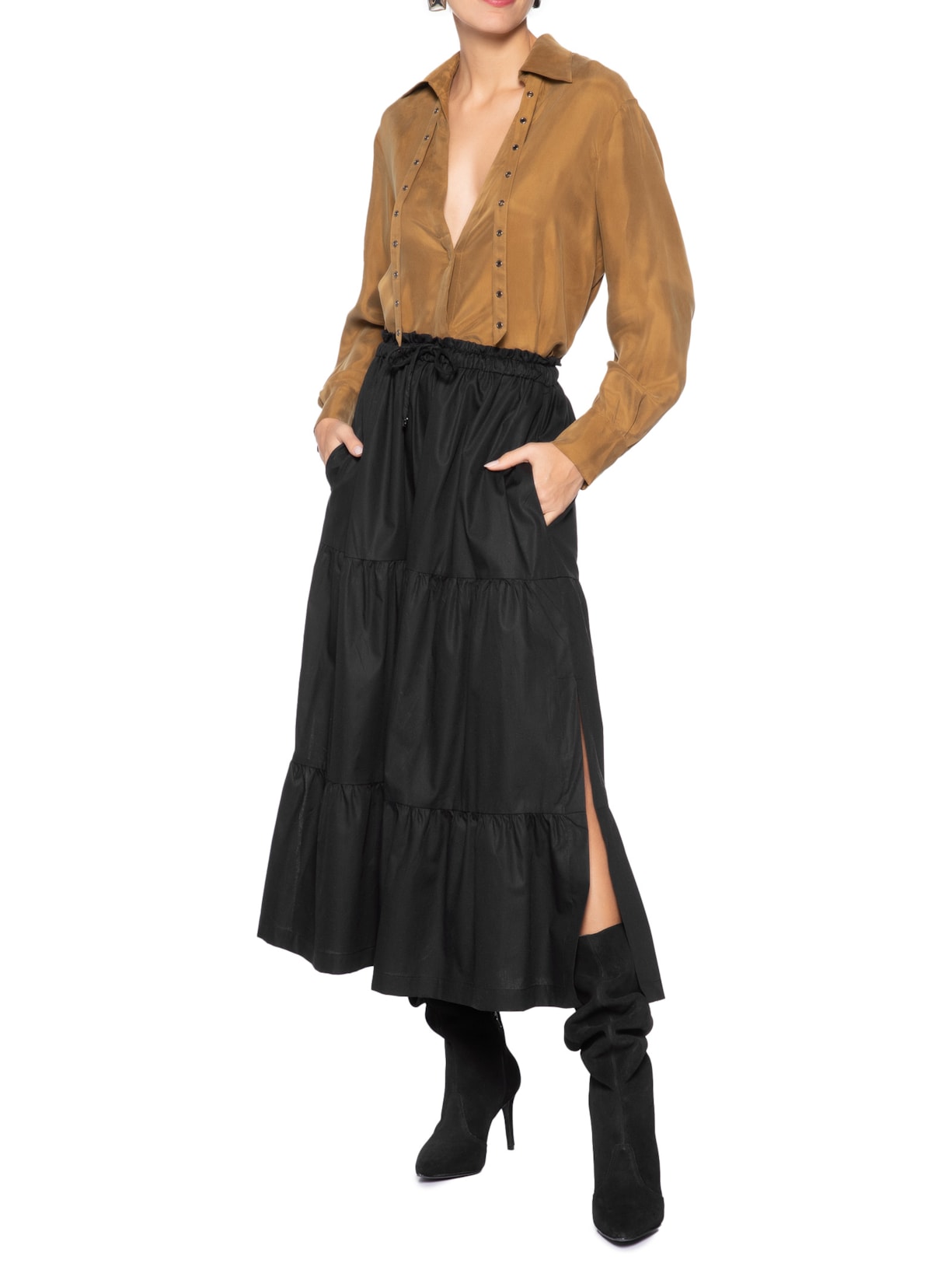 Saia Midi Preto Animale