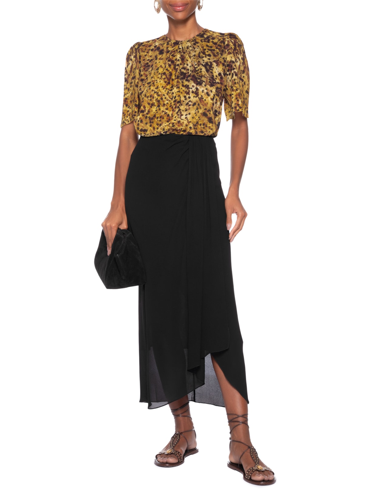Saia Midi Preto Animale