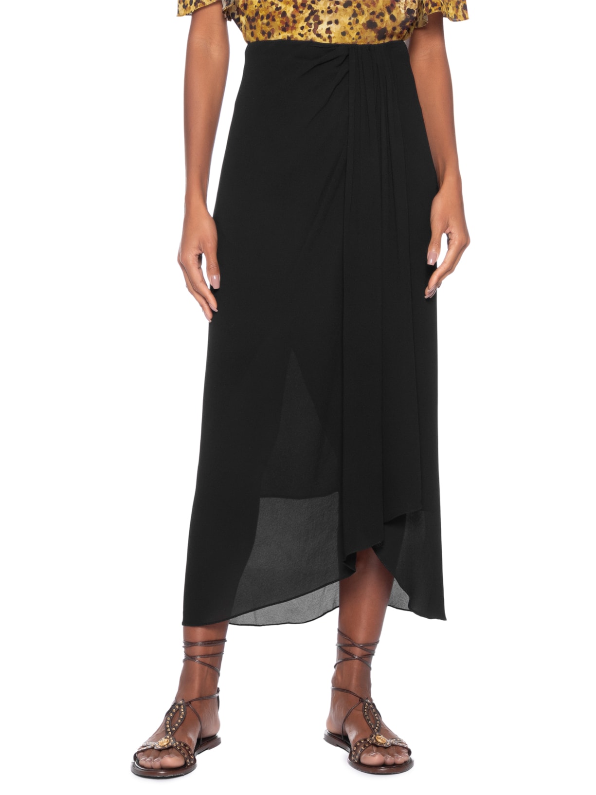 Saia Midi Preto Animale